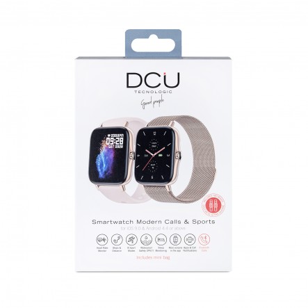 DCU Tecnologic Colorful 2 Reloj Smartwatch Dorado con Correas Metal Dorada  y Silicona Rosa, PcCompo