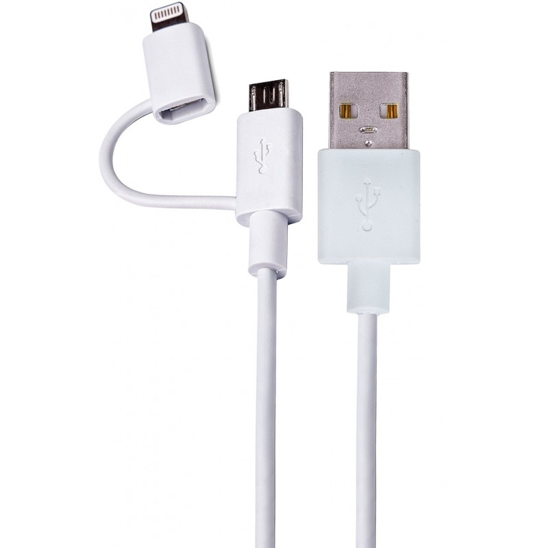 Cable USB a Micro USB + Lightning para dispositivos Apple y Android